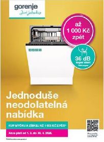 GORENJE - K nákupu myčky nádobí získejte cashback ve výši až 1.000 Kč