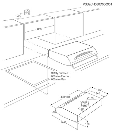 Klasický odsavač par Zanussi ZHT 610 W (2)