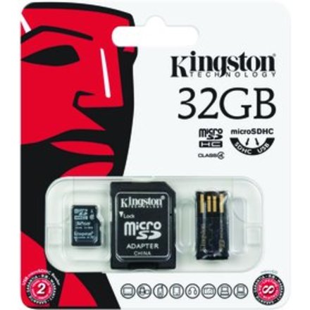 MicroSDHC paměťová karta s adaptérem - 32GB Kingston MicroSDHC 32GB CL4 + čt + adpt (MBLY4G2/32GB)