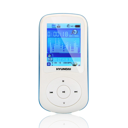 MP3 přehrávač - 4GB Hyundai MPC 401 FM, 4GB, bílá barva - modrý proužek