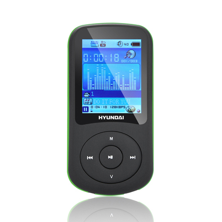 MP3 přehrávač - 2GB Hyundai MPC 401 FM, 2GB, černá barva - zelený proužek