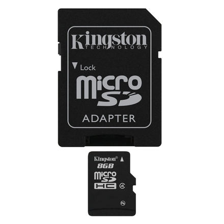 MicroSDHC paměťová karta s adaptérem Kingston MicroSDHC 8GB CL4 + adpt SDC4