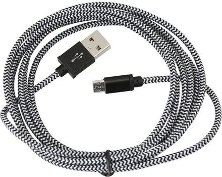 Kabel USB Platinet kabel USB microUSB opletený 2m černá