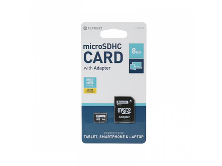 Paměťová karta Platinet PMMSD8 8GB micro SDHC + adaptér
