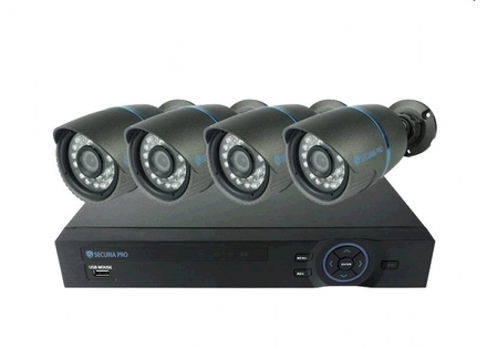 Kamerový systém Securia Pro AHD4CHV1 AHD DVR + 4 analogové kamery černá