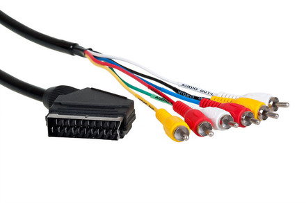 AV kabel AQ KVR015, Scart/6xRCA (cinch) - vstup + výstup, 1,5m