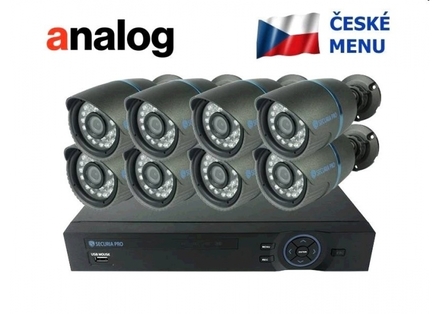 Kamerový systém Securia Pro A8CHV1 DVR + 8 analogové kamery - černá