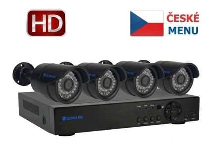 Kamerový systém Securia Pro NVR4CHV2 NVR + POE napájení, 4 HD kamery - černá