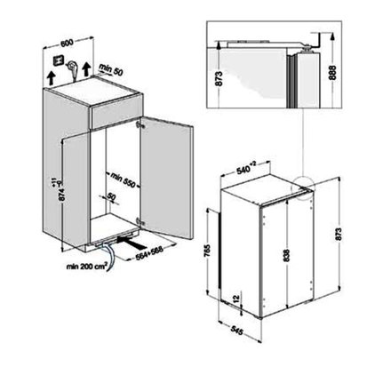 Vestavná jednodvéřová chladnička Whirlpool ARG 450/A+ (1)