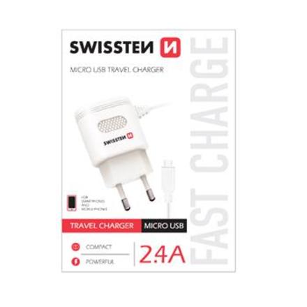 USB nabíječka Swisteen micro USB 230V/2, 4A bílá