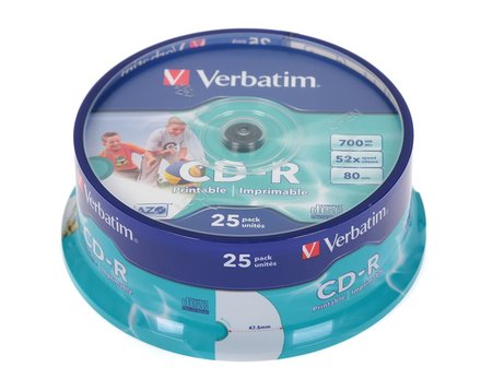 CD disk Verbatim CD-R(25-Pack)Spindle/Printable/52x/700MB (43439)