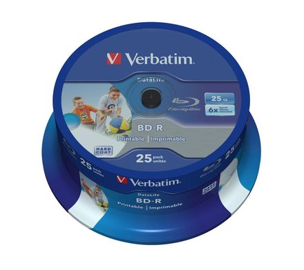Blu-Ray disk Verbatim BD-R SL(25-Pack)Spindl/6x/25GB/Prit (43811)