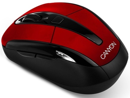 Bezdrátová počítačová myš Canyon CNR-MSOW06 / laserová / 3 tlačítka / 1200dpi - červená