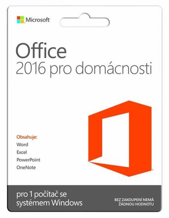 Software Microsoft Office 2016 CZ pro domácnosti a studenty pro 1 PC