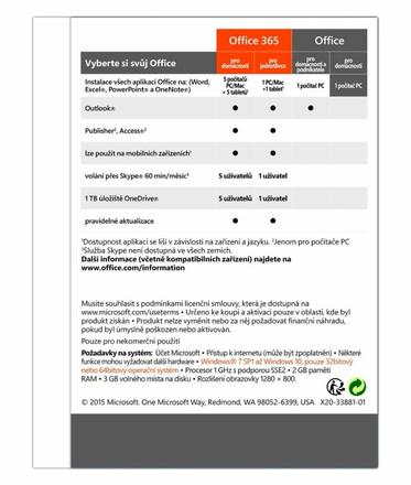 Software Microsoft Office 2016 CZ pro domácnosti a studenty pro 1 PC (1)