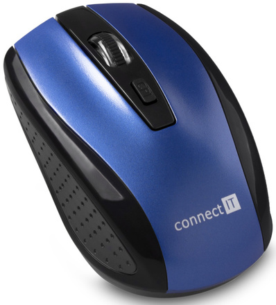 Bezdrátová počítačová myš Connect IT CI 1225 / optická / 4 tlačítka / 1600dpi - modrá