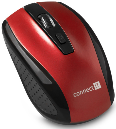 Bezdrátová počítačová myš Connect IT CI 1224 / optická / 4 tlačítka / 1600dpi - červená