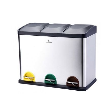 Odpadkový koš Bergner BG 07-9338 pedálový na tříděný odpad 45 L nerez