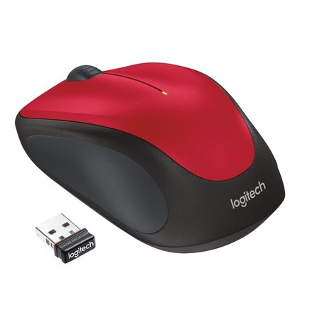 Bezdrátová počítačová myš Logitech Wireless Mouse M235 / optická / 3 tlačítka / 1000dpi - červená