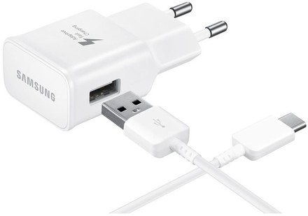 GSM nabíječka Samsung EP-TA20EW, 1x USB, 2A s funkcí rychlonabíjení + USB-C kabel - bílá