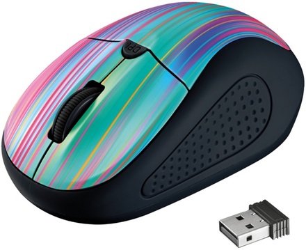 Bezdrátová počítačová myš Trust Primo Wireless / optická / 4 tlačítka / 1600dpi - black rainbow