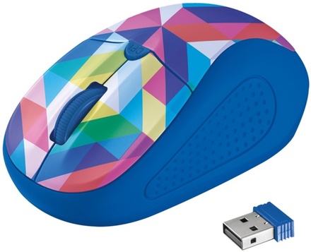 Bezdrátová počítačová myš Trust Primo Wireless / optická / 4 tlačítka / 1600dpi - blue geometry