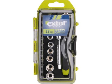 Šroubovák ráčnový Extol Craft (53090) s hlavicemi a hroty, sada 23ks,CrV (2)