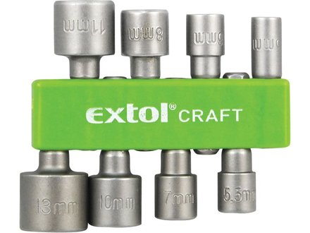 Hlavice nástrčné do vrtačky Extol Craft (10213) hlavice nástrčné do vrtačky, sada 8ks, 5-5,5-6-7-8-10-11-13mm, uchycení 1/4" šestihran, CrV