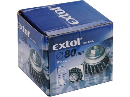 Kartáč rotační Extol Craft (17009) hrnkový copánkový, ?80mm, vlnitý drát S 0,5mm dvouřadý, M14x2mm (2)
