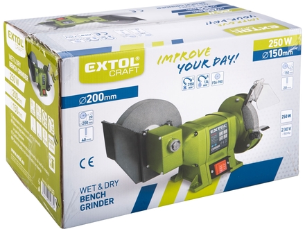 Bruska stolní Extol Craft (410133) s pomaloběžným kotoučem, 250W, 200x20x š.40mm a 150x12,7x š.20mm (1)