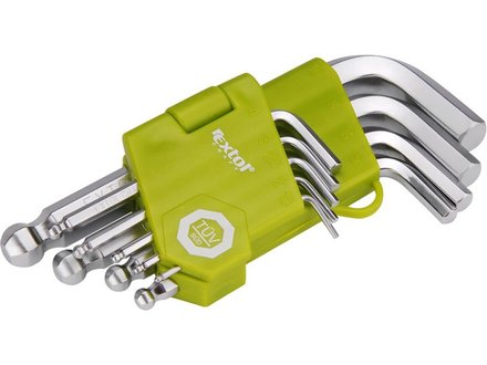 L-klíče imbus Extol Craft (66000) krátké, sada 9ks, 1,5-2-2,5-3-4-5-6-8-10mm, s kuličkou