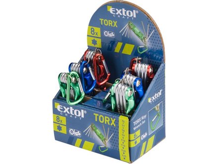 Klíče TORX Extol Craft (66016) sada 8ks, T 6-7-8-9-10-15-20-25, mix barev: zelená, modrá, žlutá, praktický skládací obal (2)
