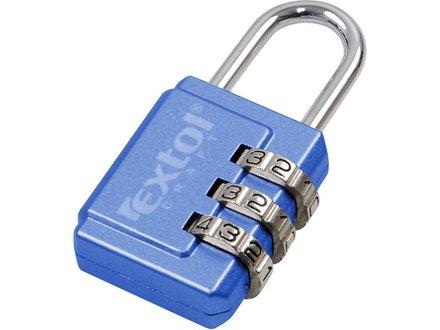 Zámek kombinační Extol Craft (78112) s trojmístným kódem, 26x55mm, tloušťka závěsného oka 3,5mm, možnost změny číselného kódu, 1000 kombinací (1)