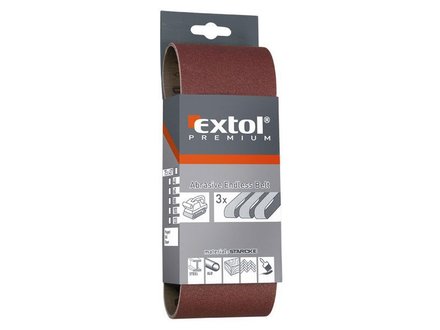 Plátno brusné Extol Premium (8803528) plátno brusné nekonečný pás, bal. 3ks, P80, 75x533mm