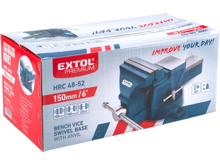 Svěrák otočný Extol Premium (8812624) 150mm, 11kg, rozevření 115mm, upínací síla 15kN (1)