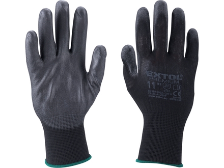 Rukavice Extol Premium (8856638) rukavice z polyesteru polomáčené v PU, černé, 11&quot;