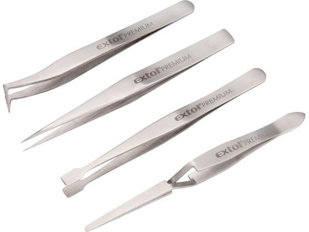 Pinzety Extol Premium (8859100) nerez, sada 4ks