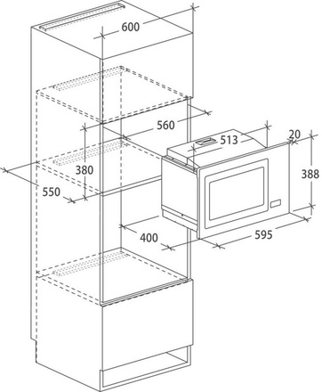 Vestavná mikrovlnná trouba Hoover HMBG 25/1 GDFW bílá (1)