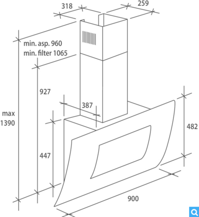 Komínový odsavač par Hoover HDMC9800LW (3)