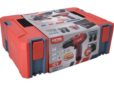 Aku vrtačka a úhlová bruska Extol Premium (8898311) 12V a bruska úhlová 125mm v plastovém boxu (8)
