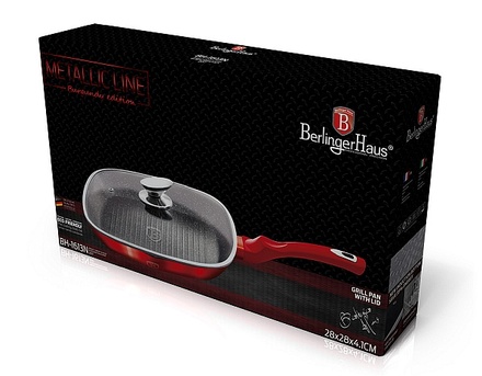 Pánev grilovací s poklicí a mramorovým povrchem Berlingerhaus BH-1613 28 cm Burgundy Metallic Line (2)