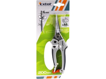 Nůžky zahradnické Extol Premium (8872105) přímé, 200mm, na stříhání rostlin do průměru 6mm, pracovní délka čelistí 75mm, HCS (1)