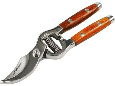 Nůžky zahradnické Extol Premium (8872130) nůžky zahradnické s dřevěnou rukojetí, 210mm, na stříhání větví do průměru 20mm, s nerezovou úpravou čelistí