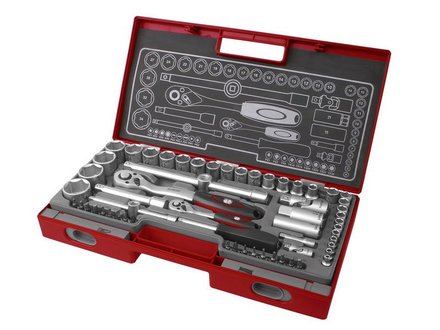 Hlavice nástrčné Fortum (4700011) hlavice nástrčné, sada 60ks, 1/4", 1/2", 61CrV5