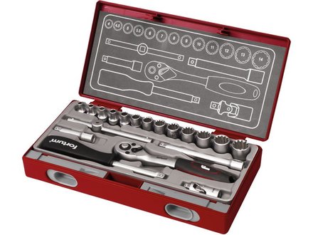 Hlavice nástrčné Fortum (4700031) hlavice nástrčné MULTI-LOCK, sada 19ks, 1/4", 61CrV5