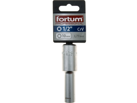 Hlavice nástrčná Fortum (4700510) hlavice nástrčná prodloužená, 1/2", 10mm, L 77mm, 61CrV5 (1)