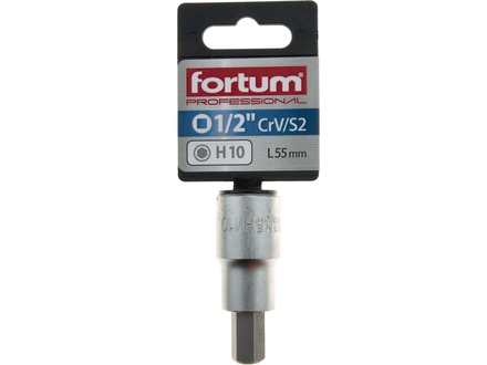 Hlavice zástrčná Fortum (4700610) hlavice zástrčná imbus, 1/2", HX 10, L 55mm, CrV/S2 (1)
