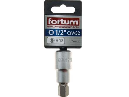 Hlavice zástrčná Fortum (4700612) hlavice zástrčná imbus, 1/2", HX 12, L 55mm, CrV/S2 (1)