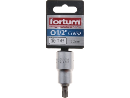 Hlavice zástrčná Fortum (4700725) hlavice zástrčná TORX, 1/2", TX 45, L 55mm, CrV/S2 (1)