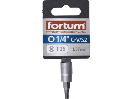 Hlavice zástrčná Fortum (4701723) hlavice zástrčná TORX, 1/4", TX 25, L 37mm, CrV/S2 (1)